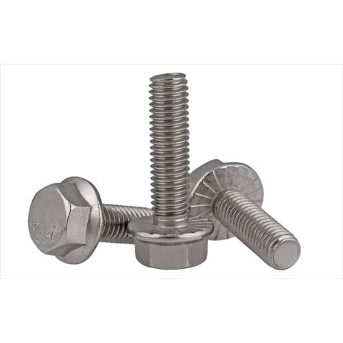 GB5789 304 stainless steel screw Flange hexagon screws with flange bolt M5 M6 M8 M10 M12 screw with teeth loose