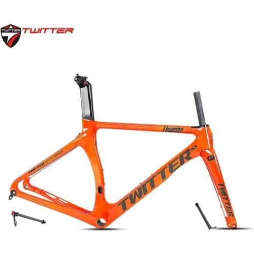 2021 New Come Twitter Thunder Carbon Racing Road Bike 700C Frame And Fork Seatpost BB386 Disc Brake 12x100 12x142mm Thru Axle