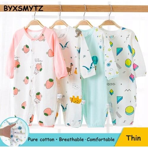 Baby Jumpsuit Summer Thin Climbing Suit Newborn Baby Long Sleeve Air Conditioning Pajamas Boys Girls Cotton Romper Breathable