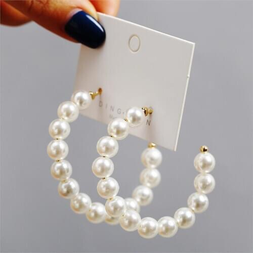 Women Earrings Set Tassel Gold Color Pearl Earrings For Women Bohemian Fashion Jewelry 2020 Geometric Hoop Earings Wedding Party