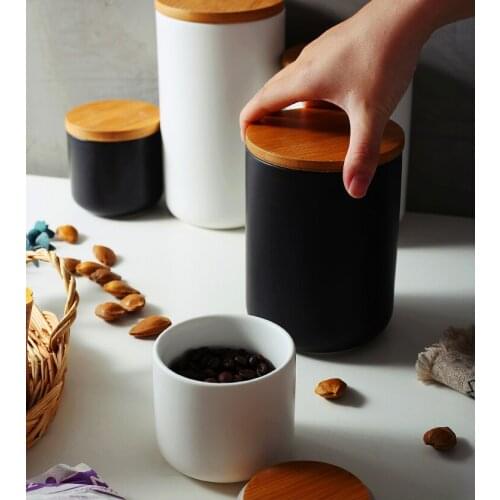 Storage Jan Ceramic Tank Black Candle Holder Kitchen Storage Box Seemless Container
