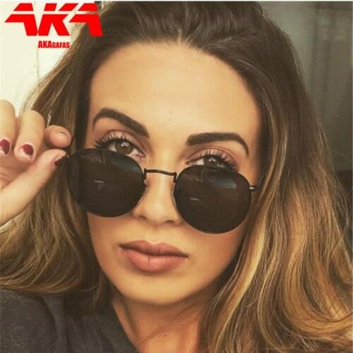AKAgafas Round Sunglasses Women 2021 Mirror Luxury Classic Retro Sunglasses Street Glasses Men Vintage Driving Oculos De Sol