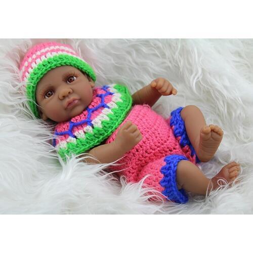 Newborn Babies Dolls 10 Inch Vinyl Black Boy Baby Alive Bonecas for Girls Kids Sleeping Dolls Shower Toy Early Education Toys