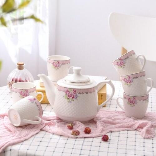 Fashion Ceramic Coffe Set Coffee Cup Coffee Pot Teapot Hand Painted Gold Bone China Teapot Tea Pot Set Wedding Gift