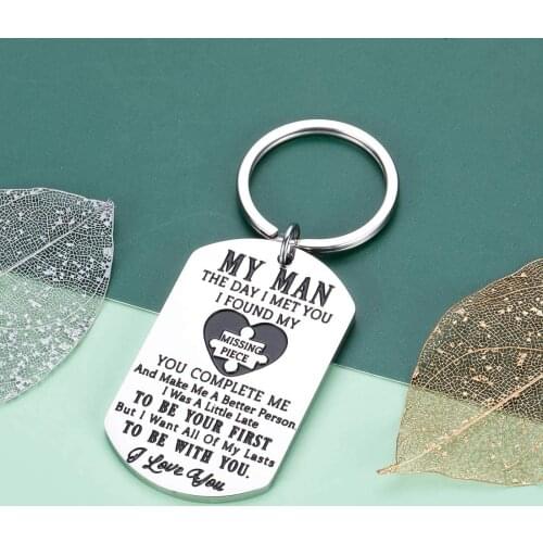 Boyfriend Husband Birthday Keychain Gift Him from Girl Wife Christmas Valentine Stainless Steel Keychain DIY Custom wholesale