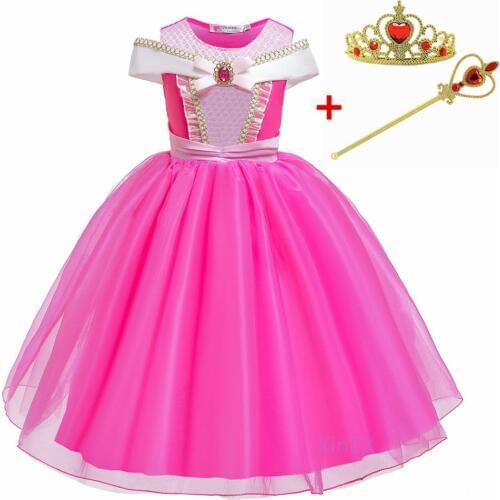 NEW!Kids Princess Sleeping Beauty Aurora Dress Girls Belle Cosplay Dress Christmas Costumes For Kids Girls Tulle Party Dress