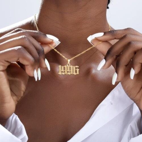 Stainless Steel Birth Year Number Pendant Necklace 1985-2020 Goth Choker Necklaces For Women Jewelry Bijoux Collier