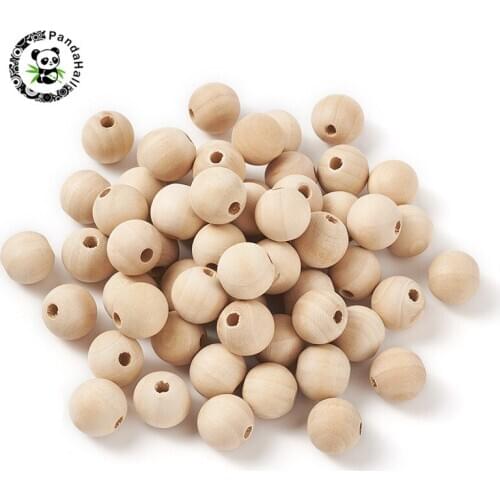 Pandahall 100 pcs Round Wood Beads for Fashion Jewelry Beads DIY Necklace Bracelet Making Findings Moccasin 16mm