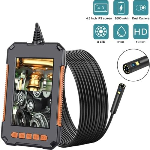 Industrial Endoscope Camera 1080P HD 4.3'' Screen Single & Lens Inspection Camera IP68 Snake Camera With Adjustable LED