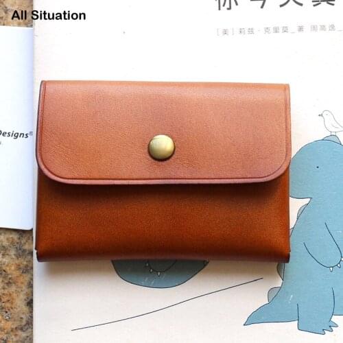 Luxury Mini Credit Card Wallet First Layer Cow Leather Top Quality Storage Coin Purses Retro Small Coin Pouch Organizer Card Bag
