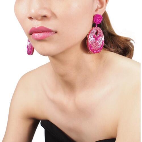 MANILAI Handmade Beaded Drop Earrings for Women Wedding Bridal Statement Jewelry Party Dangle Earrings Wholesale