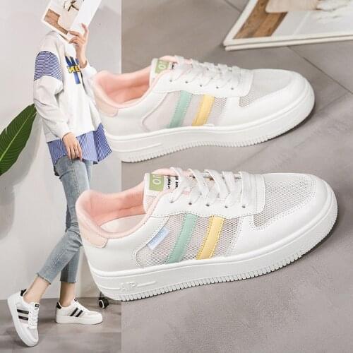 Mesh white shoes fashion breathable shoes students Korean casual shoes sports shoes flat shoes womens shoes Designer Creativity
