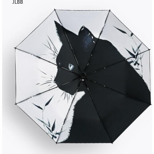 Folding Umbrella Black Coating Cat Sun Umbrellas Rain Women Princess Parasol Anti-UV Sunscreen Boys Paraguas Girls Guarda Chuva