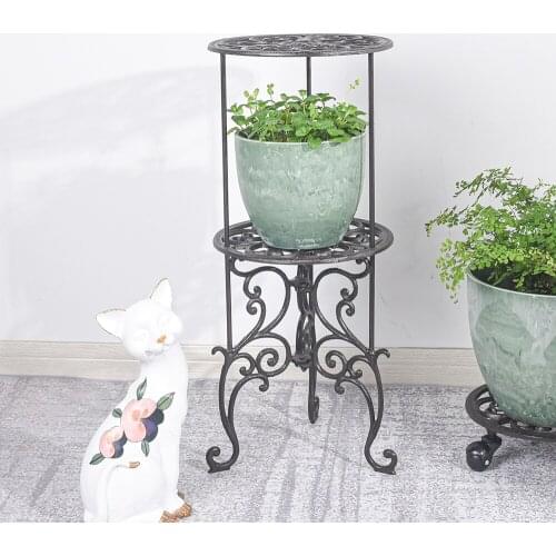 Sungmor Heavy Duty Cast Iron Potted Plant Stand,26-Inch 2 Tiers Metal Planter Rack,Decorative Flower Pot Holder