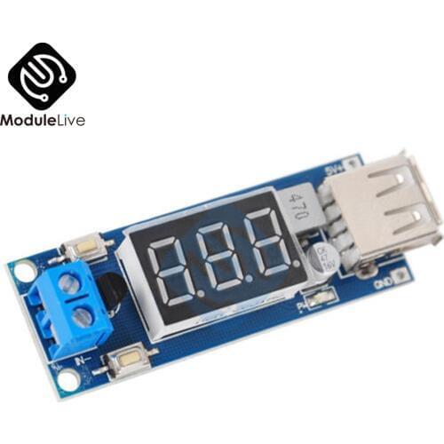 DC 4.5-40V To 5V 2A USB Charger DC-DC Step-down Buck Converter Voltmeter LED Module Automatic Calibration Board USB Power Light
