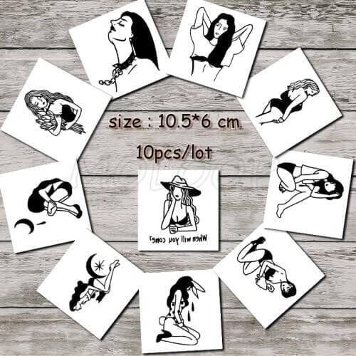 Tattoo sticker fake tatoo moon hat flower sexy girl tatto hand arm temporary water transfer stickers for man woman sell in lot