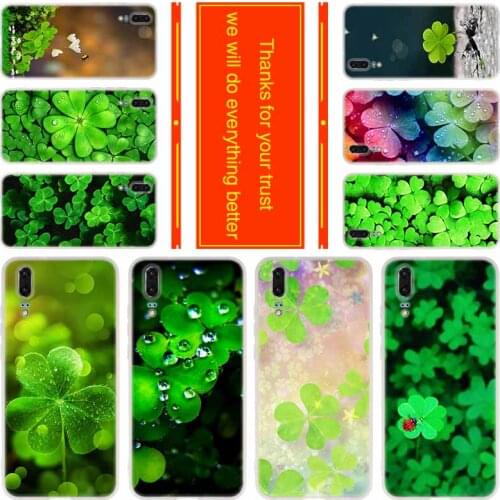 Phone case for Huawei Mate 30 20 10 lite Pro X Cover Y9 2018 Y7 2019 Nova 3i 5 5i 5t green Lucky Clover Plant Leaves