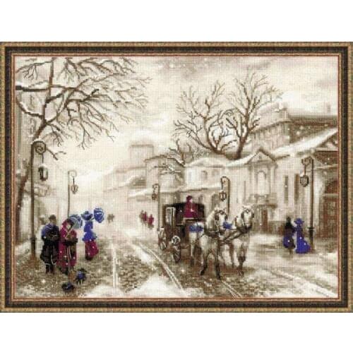 The Russian snow scenery Street carriage Needlework,Cross stitch,Embroidery kits,14CT Patterns Cross-Stitching,DIY Handmade