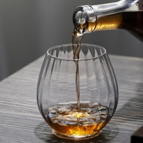 Japanese Style Bud Wine Glass Charms Vertical Stripe Texture Verre Whisky Whiskey Rock Glass Beer XO Tumbler Brandy Snifter Cup