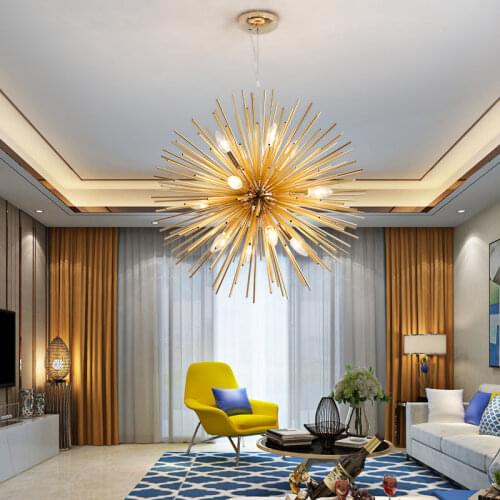 Golden Aluminum Living Room Led Pendant lights Hedgehog Shape Bar Restaurant Hanglamp Home Deco Loft Hanging Light Fixtures