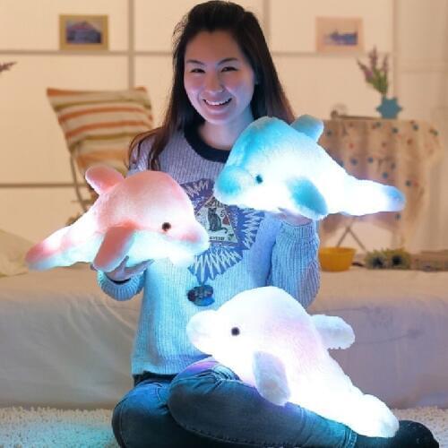 1 pcs 45cm Colorful Led Light Pillow Cushion Cute Dolphin Stuffed Plush Baby Toys Doll Toy Girl Birthday Gift Kids Gift
