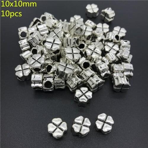 10x10mm 10pcs Alloy Beads Cap Ancient Silver Charms Key Shape Pendant Charms For Jewelry Making DIY Accessories PJ002
