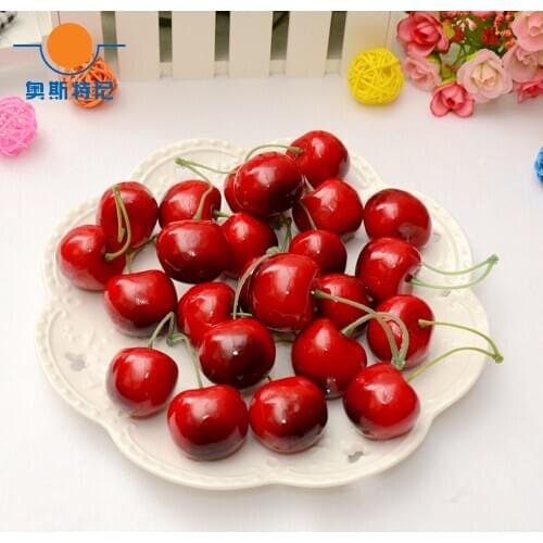 20pcs red color High imitation fake artificial Cherry Fruit&artificial plastic fake simulated Cherry fruit model
