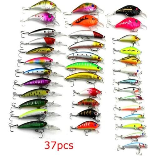 37Pcs/Lot Mixed 5 Models Fishing Lure Minnow Bait Crankbait Wobbler Mixed Fishing Bait Fishing Tackle