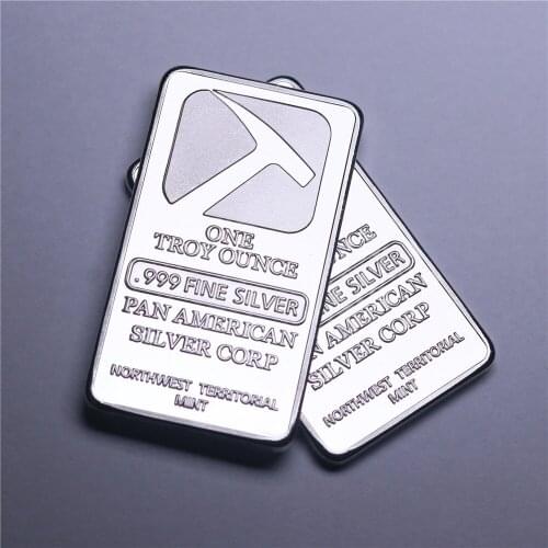 50 Pcs Non Magnetic The Pan American 1 OZ Silver Plated Ingot Badge 50 mm x 28 mm Souvenir Collectible Coin Bar （Not Magnetic