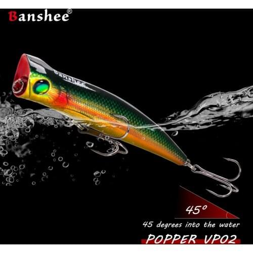 Banshee 84mm 8g Topwater Popper For Fishing Lure Pike GT Perch Sea Tuna Light Reflection Wobbler Floating Artificial Hard Baits