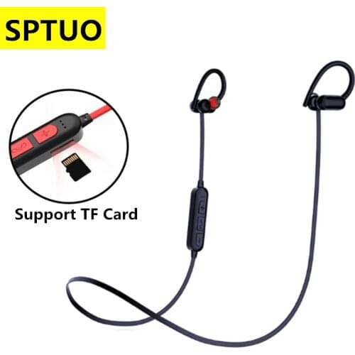 SPTUO Bluetooth Wireless Headphone With Microphone Neckband Sports Earphone support TF card MP3 Player headphones
