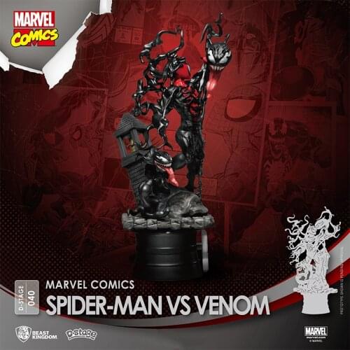 Beast kingdom Marvels Spider-Man VS Venom Classic Comic Scene Doll Desktop Garage Kits Model Kits Decoration Collection Gift