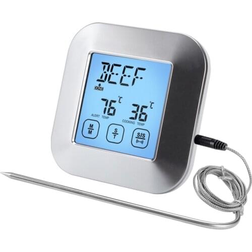 Digital BBQ Meat Thermometer Grill Oven Thermomet Stainless Steel Probe Cooking Timer Tool Kitchen Temperature Measuring Meter