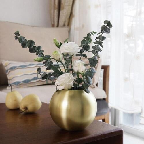 Nordic Sytle Stainless Steel Flower Pot Metal Round Flower Vase Home Garden Desktop Decoration Plant Pot Support for Flowers