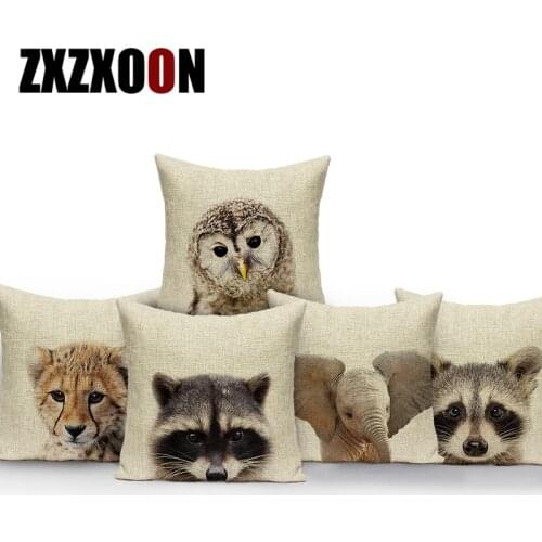 Decorative Throw Pillows Case Lovely Animals Owl Horse Rabbit Polyester Cushion Cover for Sofa Car Home Living Room Decor