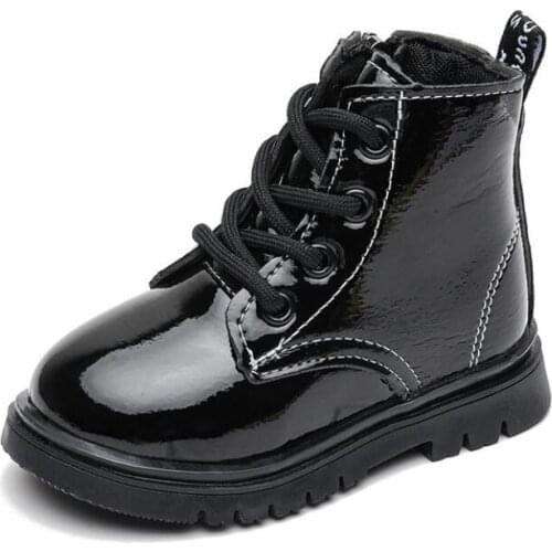 Childrens Martin Boots PU Leather 2021 New Girls Soft Sole Boys Boots Korean Version British Style Sport Shoes Kids Sneakers