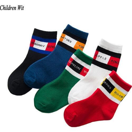 Children Wit Kids Socks 2018 Autumn Winter New Cotton Candy Color British Style Hot Sale 1-12 Year Boys Girls Socks 5 Pairs