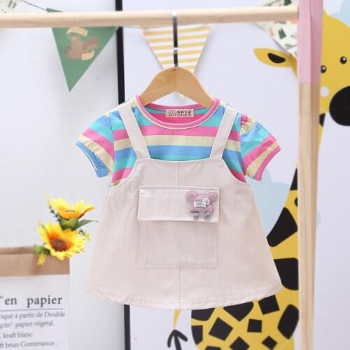 DIIMUU 1PC 1-2 Years Baby Girl Dress Clothes Kids Girl Tops Dress Children Summer Clothing Toddler Girls Dresses