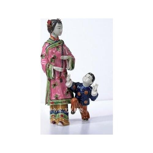 Girl Beauty figure Sculpture Shiwan doll classic figures and ladies living room Bogu frame club decorations Chinese decorations