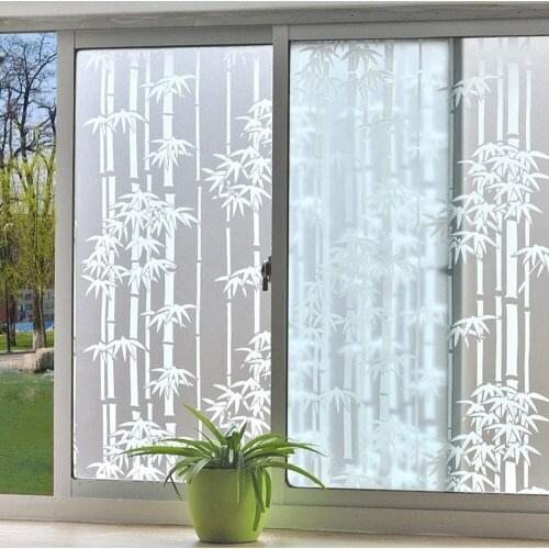 HOHOFILM 1.22x5m Bamboo White Frosted Window Film For Bathroom Self Adhesive Vinyl Privacy Glass Door Sticker For Home Decor