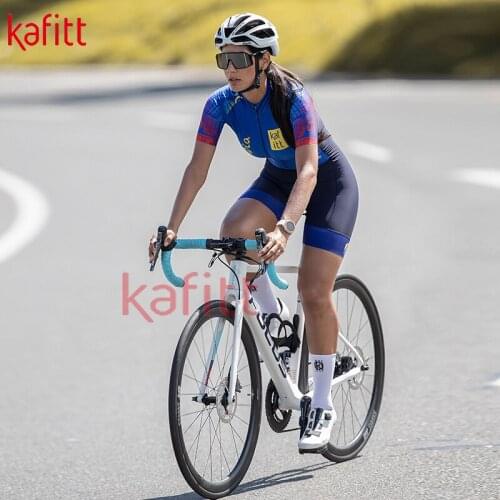 KAFITT Womens Cycling Jersey Suit Short Sleeve Uniform Suit Summer Professional Triathlon Sports Bike Tights
