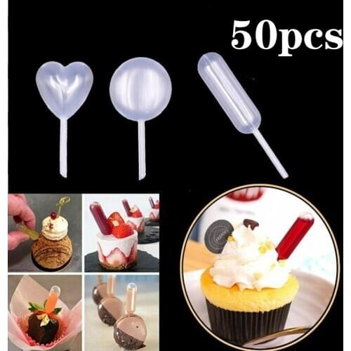 50 Pcs/pack Ice Cream Jelly Milkshake Droppers Straw Dropper For Cake Disposable Straw Injector For Cupcake Dessert Baking Tools