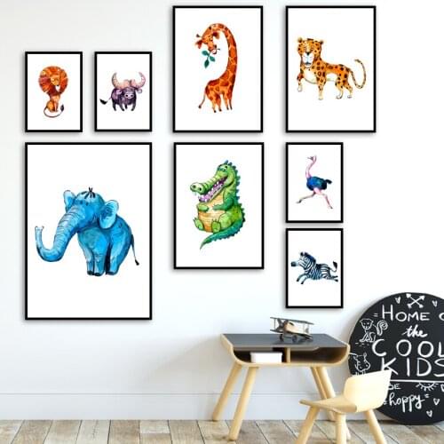 5D Diamond Painting Lion Giraffe Zebra Elephant crocodile Bull Ostrich Wall Art Nordic Poster Pictures Baby Room Decoration