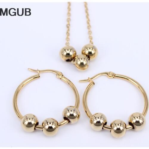 Classic 2019 new 316 stainless steel jewelry beads set earrings necklace does free shipping women jewelry LH199