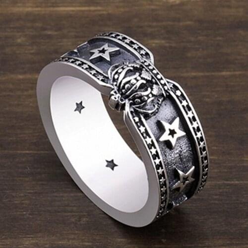 New crown ring for woman Thai silver 925 pure silver stars fashion mans silver rings single ring five-pointed star ring for man