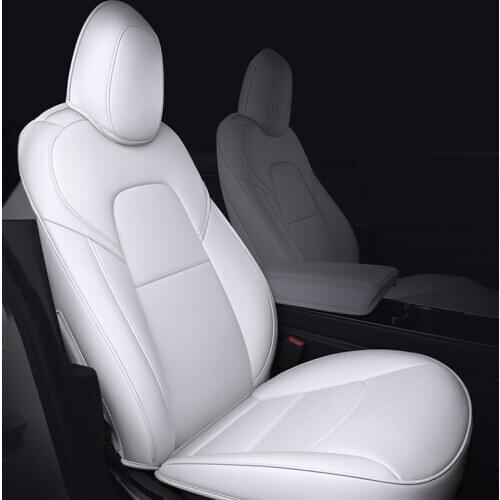 Leather Car Seats Covers Set for Tesla Model 3 Model Y 2017-2021 Full Surrounded Cushion Protector Accessories for Women Girls