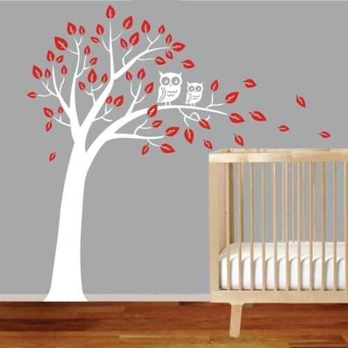 Hot Sale Nursery Tree Pattern Art Wall Stickers With Owls Cute Sweet Children Bedroom Decorative Wall Murals Vinyl Decal Wm-573