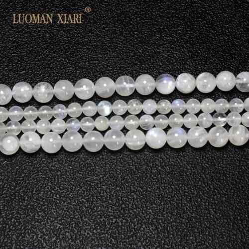 LUOMAN XIARI AAA+ Quality Natural White Moonstone Labradorstein Stone Beads For Jewelry Making DIY Material 6/8 mm Strand 15