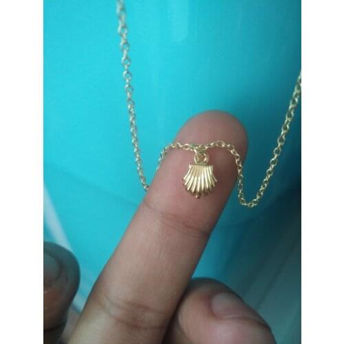 Small shell conch charm pendant necklace cute 3D shell necklace sail sailor sea shell ocean beach animal pearl lucky necklace