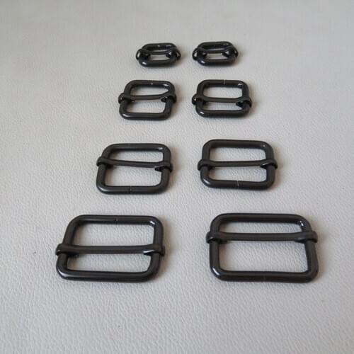 10Pcs/Lot Metal Heavy Thickness Shoulder Leather Bag Straps Belt Webbing Rectangle Adjust Tri-glide Pin Buckle Slider Loop Ring